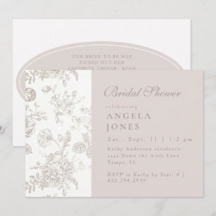 Convite Chá de Bebê Nupcial Vintage Chinoiserie Neutra