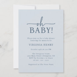Convite Chá de Bebê Oh Baby Azul