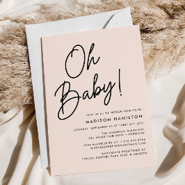 Convite Chá de Bebê Oh Baby Blush Minimalista