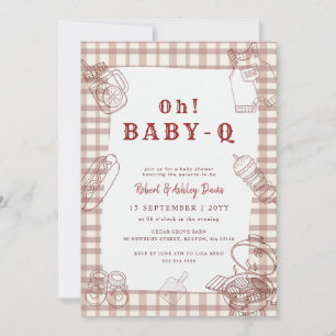 Convite Chá de Bebê Oh Baby Q Xadrez BBQ