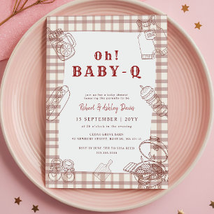 Convite Chá de Bebê Oh Baby Q Xadrez BBQ