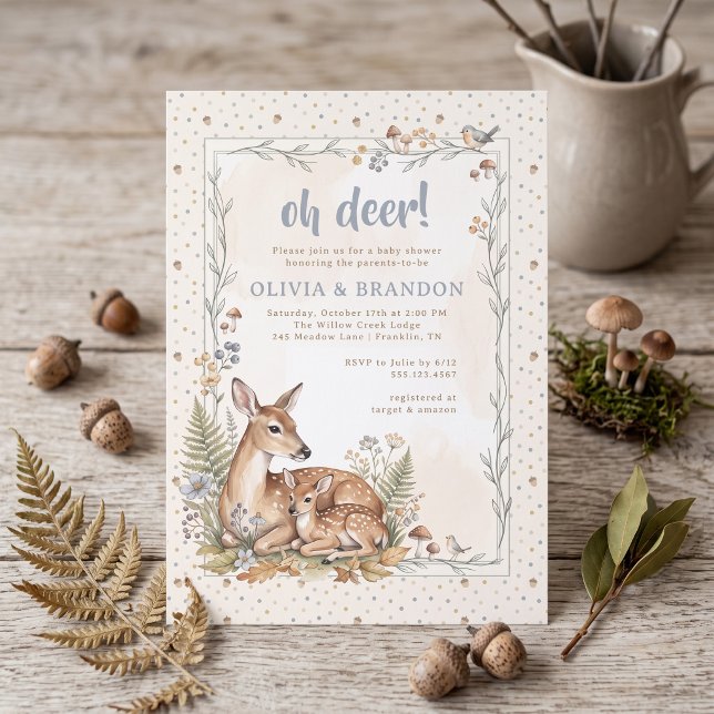 Convite Chá de Bebê Oh Deer Woodland (Criador carregado)
