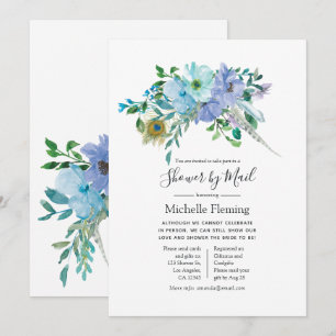 Convite Chá de Bebê ou de Noiva Boho Verde-Mint e Azul por