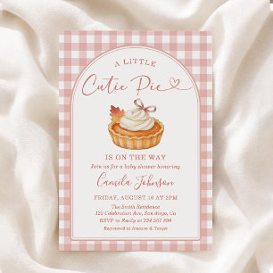 Convite Chá de Bebê Outono Xadrez Rosa Cutie Pie