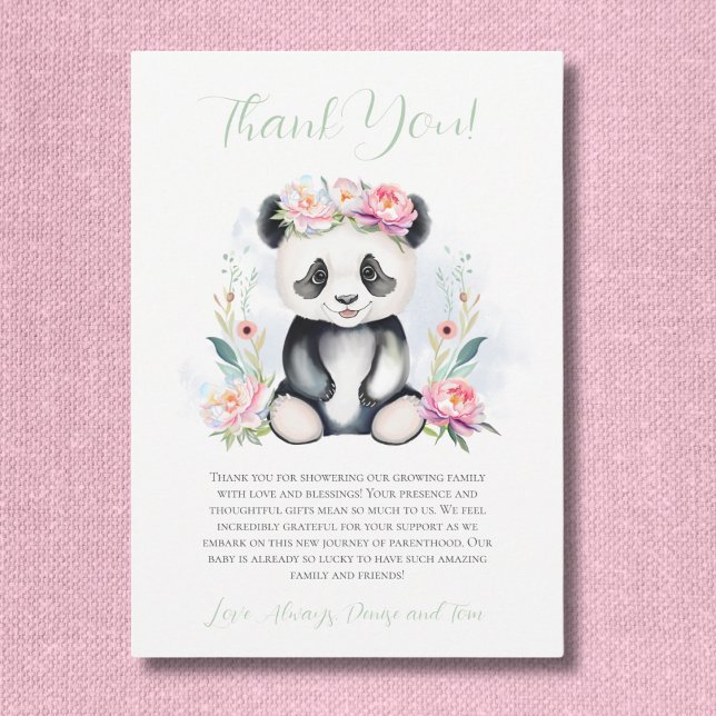 Convite Chá de Bebê Panda Bebê Peônias Selva (Criador carregado)