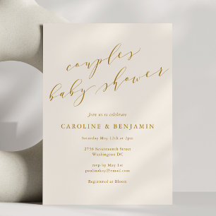Convite Chá de Bebê para Casais com Caligrafia Elegante em