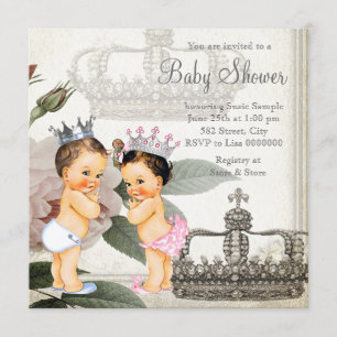 Convite Chá de Bebê para Gêmeos Príncipe e Princesa