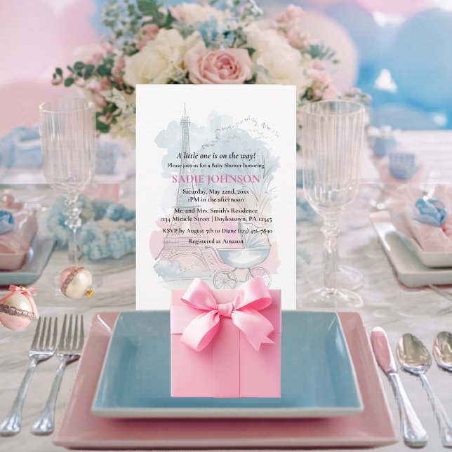 Convite Chá de Bebê Paris Torre Eiffel Neutro em Gênero (Criador carregado)