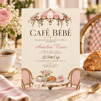 Convite Chá de Bebê Parisiense Café Bébé