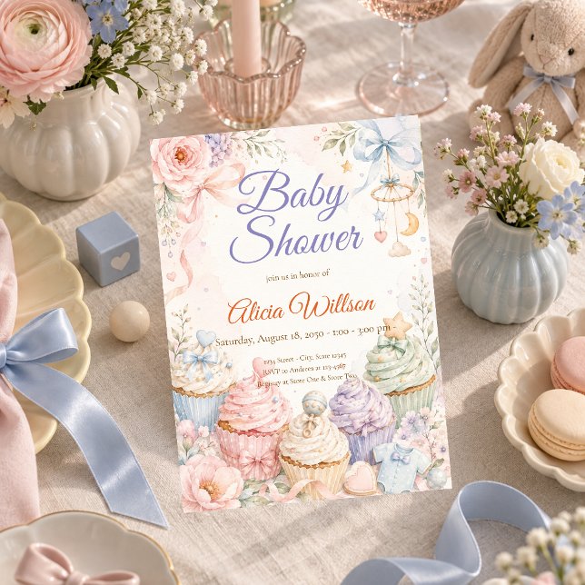 Convite Chá de Bebê Pastel Caprichoso (Criador carregado)