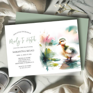 Convite Chá de Bebê Pato em Aquarela Neutro em Gênero Ador