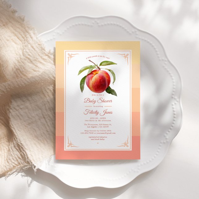 Convite Chá de Bebê Peach Fuzz (Peach Fuzz Baby Shower Invitation)