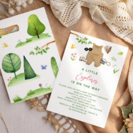 Convite Chá de Bebê Pequeno Explorador Floresta de Madeira