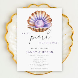 Convite Chá de Bebê Pérola do Oceano Pequeno Debaixo do Ma