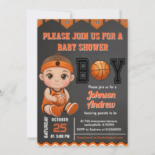 Convite Chá de Bebê Personalizado de Basquete