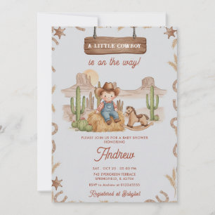 Convite Chá de Bebê pessoal vintage do Velho Oeste cowboy