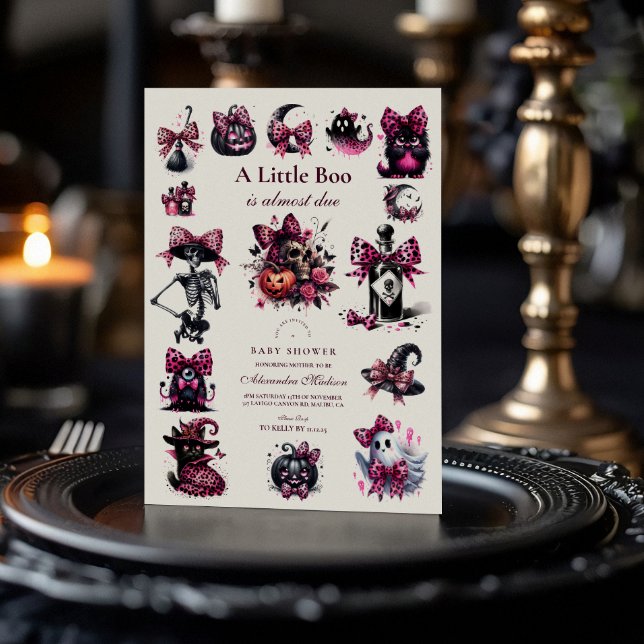 Convite Chá de Bebê Pink Gothic de Halloween (Criador carregado)