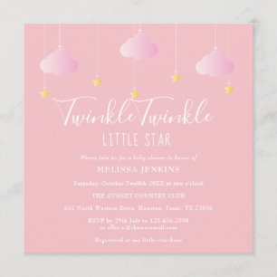 Convite Chá de Bebê Pink Twinkle Twinkle Little Star