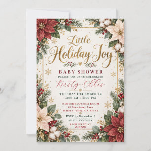 Convite Chá de Bebê Poinsettia de Inverno