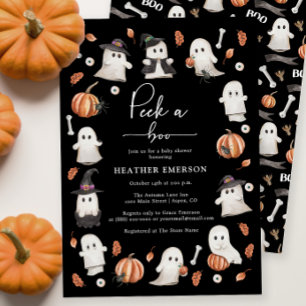 Convite Chá de Bebê Preto de Halloween