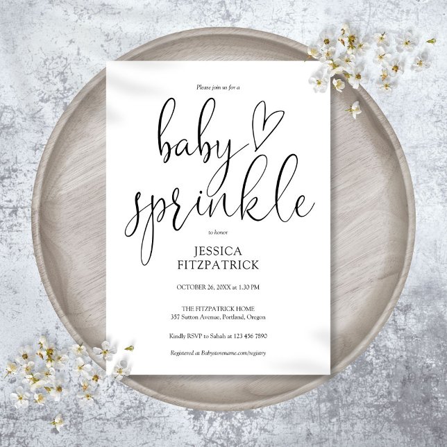 Convite Chá de Bebê Preto e Branco Elegante (Elegant Black And White Baby Sprinkle Shower Invitation)