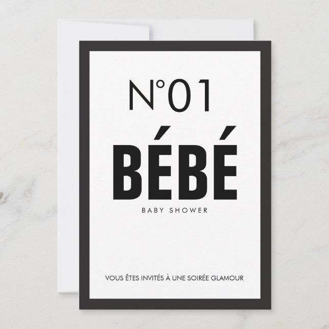 Convite Chá de Bebê Preto e Branco Paris Tema Francês (Verso)