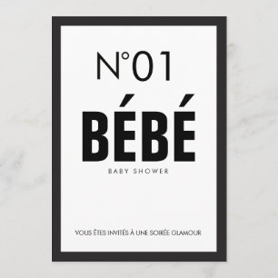 Convite Chá de Bebê Preto e Branco Paris Tema Francês
