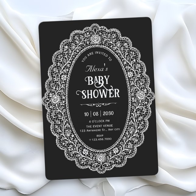 Convite Chá de bebê preto elegante (Criador carregado)