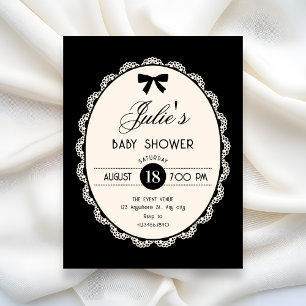 Convite Chá de bebê preto vintage