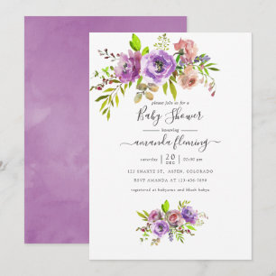 Convite Chá de Bebê Primavera Floral Aquarela