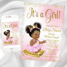 Chá de Bebê Princesa Afro-Americana em Dourado e R