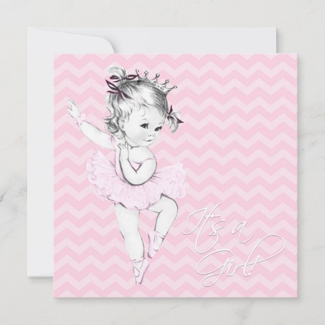 Convite Chá de Bebê Princesa Bailarina Rosa (Frente)