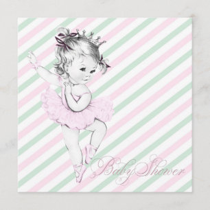 Convite Chá de Bebê Princesa Bailarina Rosa Vintage