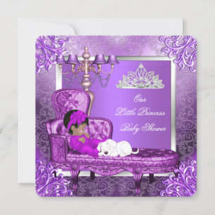 Convite Chá de Bebê Princesa Bebê Menina Fofo Roxo