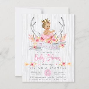 Convite Chá de Bebê Princesa Boho Tribal de Galhada