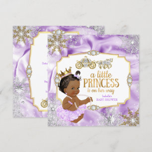Convite Chá de Bebê Princesa Carruagem Roxo Étnico