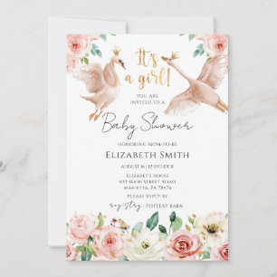 Convite Chá de Bebê Princesa Cisne Floral