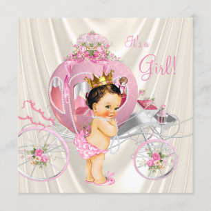 Convite Chá de Bebê Princesa com Ouro Rosa e Pérola de Mar