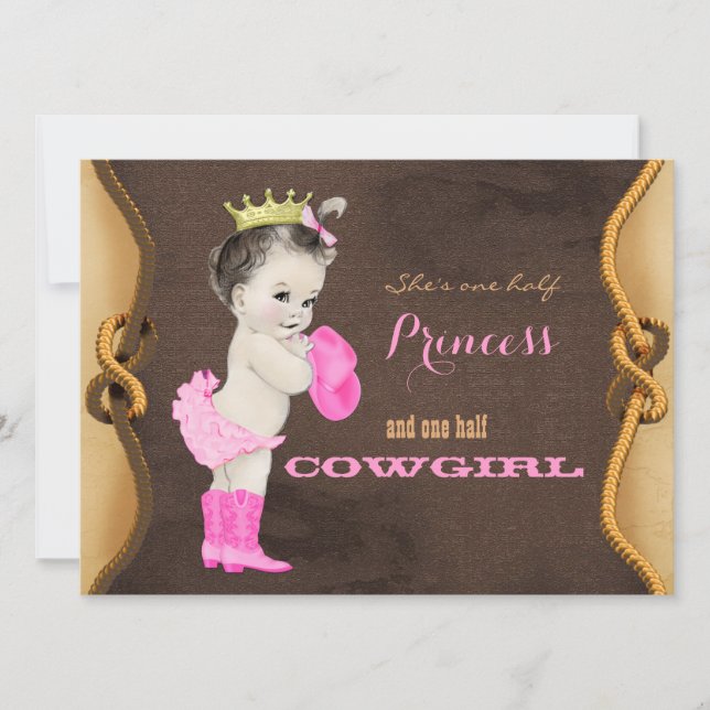 Convite Chá de Bebê Princesa Cowgirl (Frente)