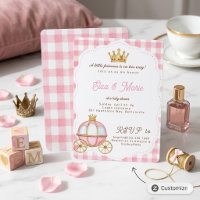 Chá de Bebê Princesa em Carruagem Xadrez Rosa