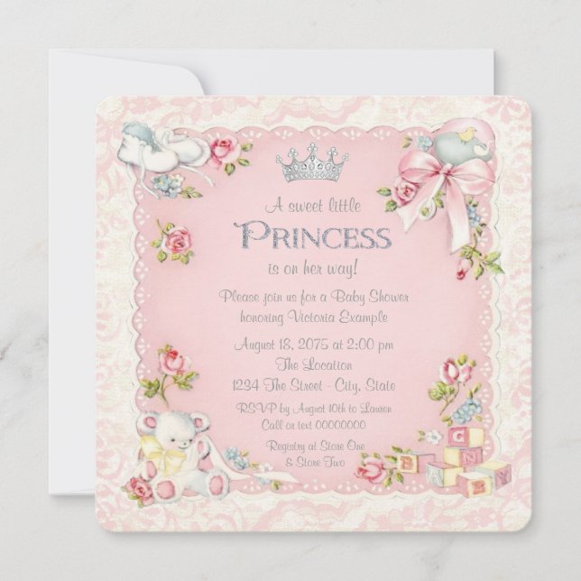 Convite Chá de Bebê Princesa Era Uma Vez (Frente)
