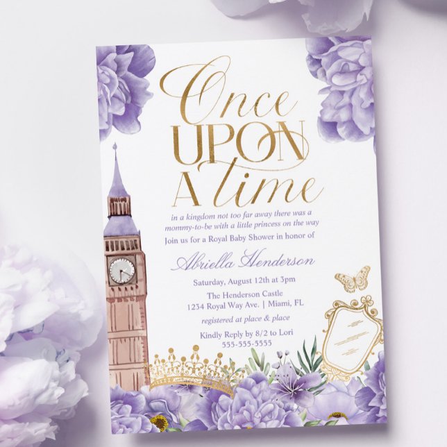 Convite Chá de Bebê Princesa Era Uma Vez Lavanda (Criador carregado)