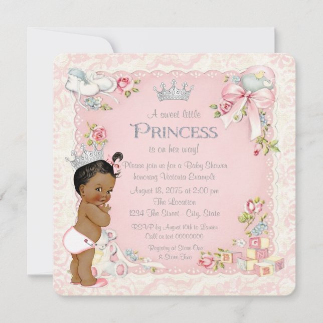 Convite Chá de Bebê Princesa Étnica Era Uma Vez (Frente)