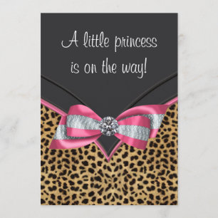Convite Chá de Bebê Princesa Leopardo Rosa