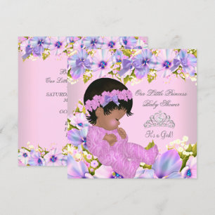 Convite Chá de Bebê Princesa Menina floral Rosa Roxo