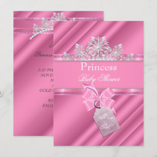 Convite Chá de Bebê Princesa Menina Rosa "É uma Menina"