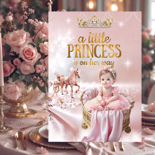 Convite Chá de Bebê Princesa Rosa Carruagem Berço