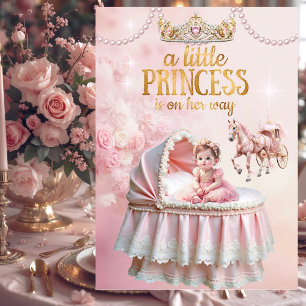 Convite Chá de Bebê Princesa Rosa Carruagem Berço