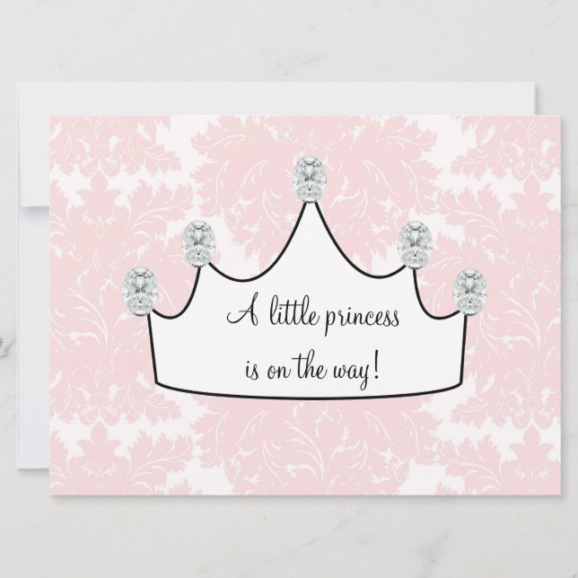 Convite Chá de Bebê Princesa Rosa Damasco (Frente)