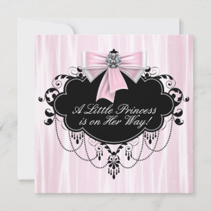 Convite Chá de Bebê Princesa Rosa e Preto